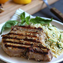 Grilled Lemon-Basil Pork Chops with Lemon-Basil Orzo